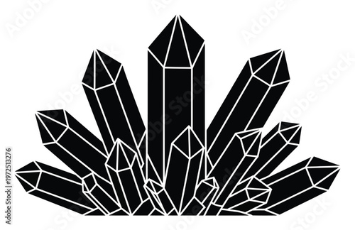 Black Crystal Cluster Geometric