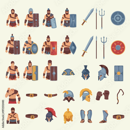 Ancient Roman Warrior Armor Pieces.