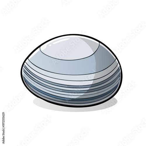 Smooth Gray and White Striped Clam Shell Illustration with Subtle Highlights
