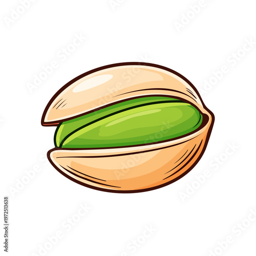 Open Pistachio Nut Illustration Isolated on White Background