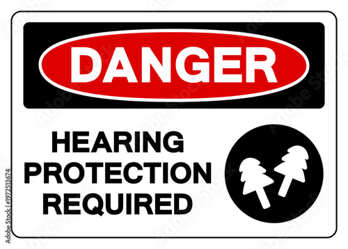 Danger Hearing Protection Symbol Sign, Vector Illustration, Isolated On White Background Label.EPS10