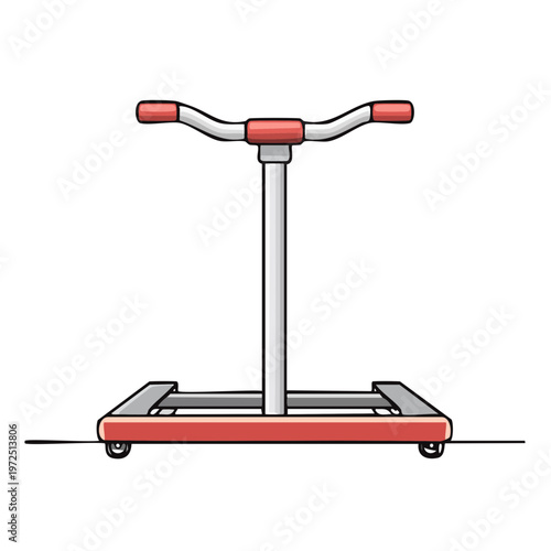 Cartoon Scooter with Handlebars and Wheels on a White Background