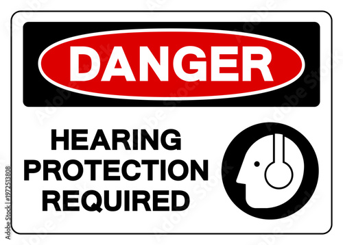 Danger Hearing Protection Symbol Sign, Vector Illustration, Isolated On White Background Label.EPS10