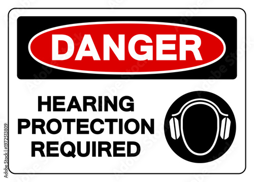 Danger Hearing Protection Symbol Sign, Vector Illustration, Isolated On White Background Label.EPS10