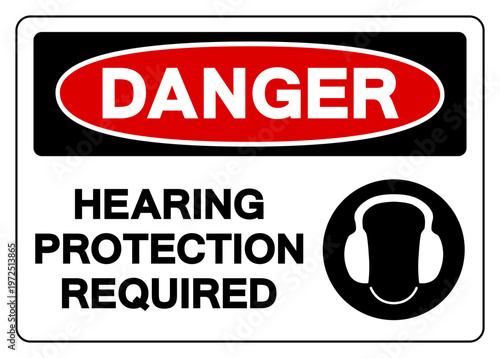 Danger Hearing Protection Symbol Sign, Vector Illustration, Isolated On White Background Label.EPS10