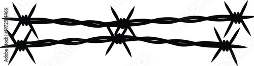 Minimalist black barbed wire border vector illustration