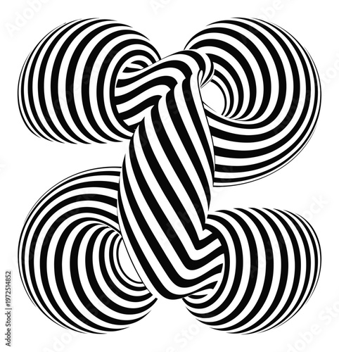 Black and White Optical Illusion Vector Illustration