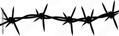 Isolated barbed wire black silhouette vector illustration