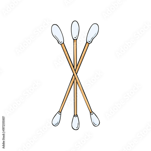 Three Cotton Swabs Crossed Together Representing Hygiene and Cleansing Essentials