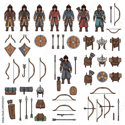 Medieval Archer and Warrior Characters.