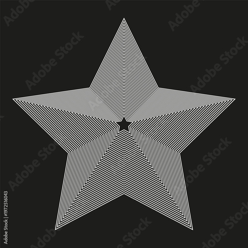 Line star Vector. Black background. Radiant geometry. Optical illusion. Manual vector only. No autotrace used.