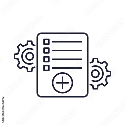 add new task or project icon, line design on white