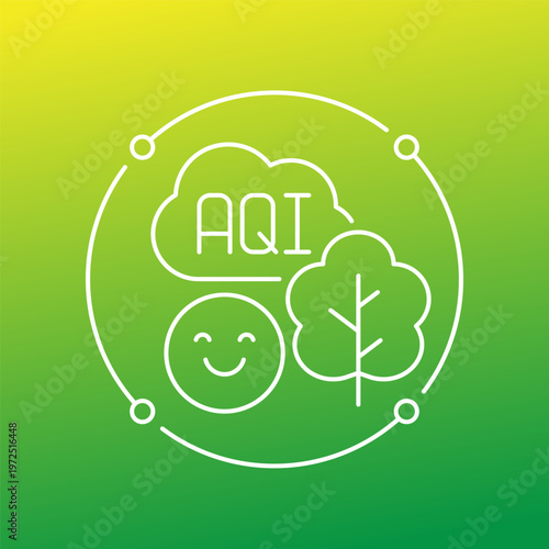 AQI, clean air icon, Air quality index line vector design