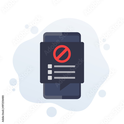 blacklist icon with a phone, flat vector design