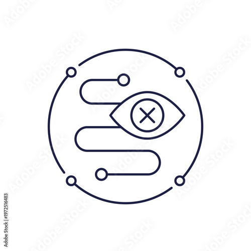 blind spot line icon with eye and path