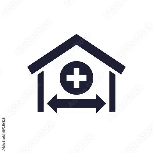 house extension icon with a home and arrow