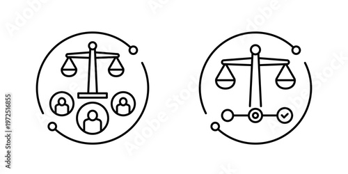 jury line icons, law and legal system