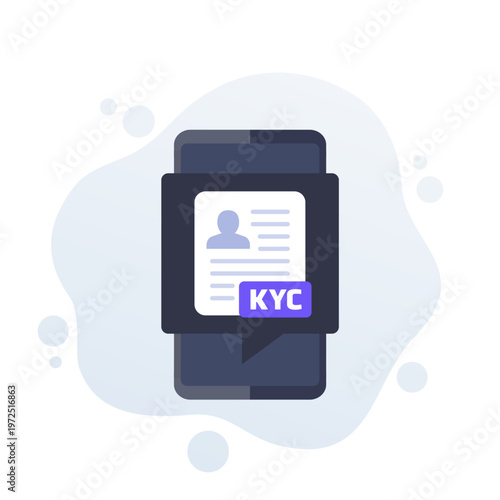 KYC icon, know your customer, flat design with a phone