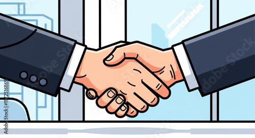 Business Deal Handshake Illustration Symbolizing Agreement and Partnership.
