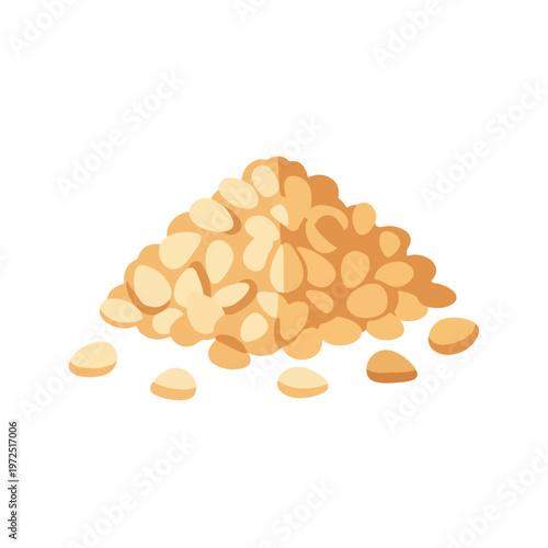 Heap of shelled peanuts pile illustration.