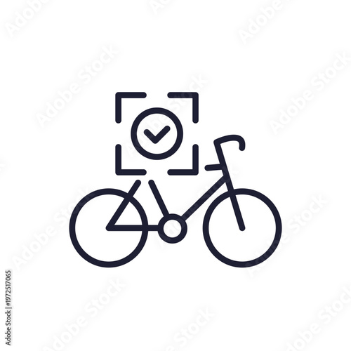 scan bike icon with a bicycle, line vector
