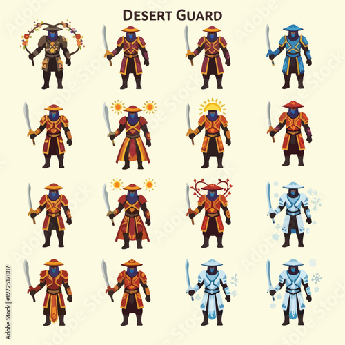 Desert warrior characters with swords.