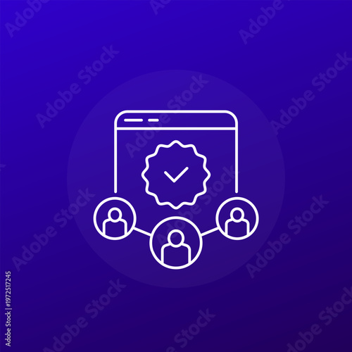 verification icon with users, line design