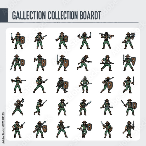 Collection of toy soldier figurines.