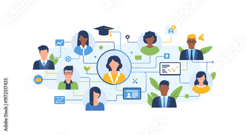 A minimalist graphic illustrating connectivity and progress. Ideal for presentations, websites, and marketing materials needing a modern, clean visual