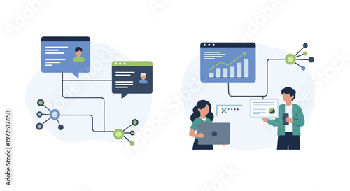 Modern icon symbolizing connection, communication, and data flow. Perfect for illustrating digital concepts in business presentations or website desig