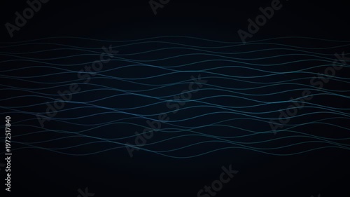 Abstract Smooth Blue Sine Waves Flowing on Dark Background