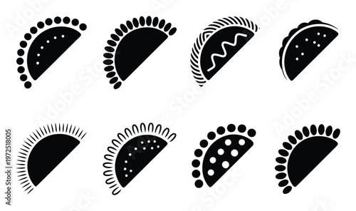 Collection of stylized empanada and pastry