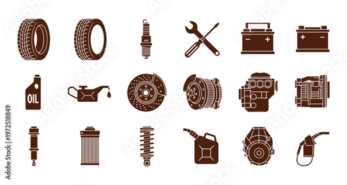 Car parts vector illustration auto service and vehicle maintenance icons