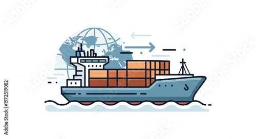 Cargo Ship Transporting Goods Across the Ocean for Global Trade.