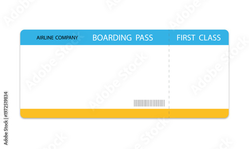Airline ticket template on a white background.