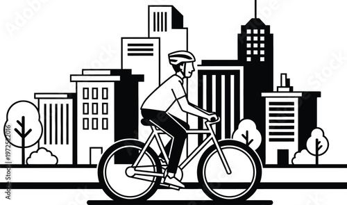 city cyclist, man riding bike