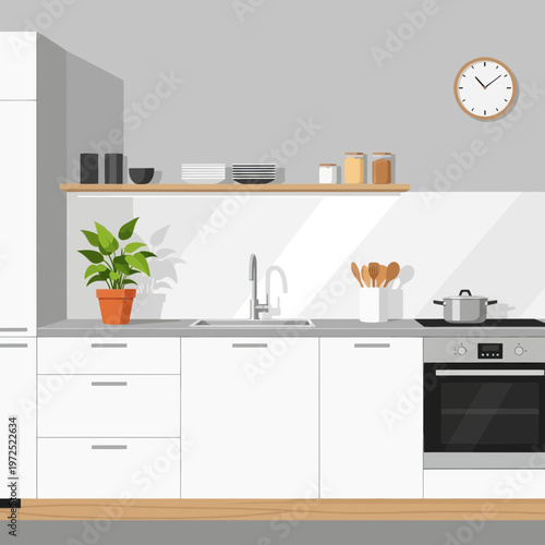 Modern Kitchen Interior Design with Appliances and Decor