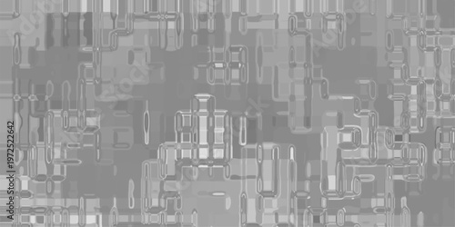 Futuristic Geometric Abstract Background with Metallic Silver Cubes and Interconnected Lines in a Grid Layout