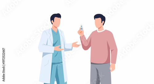 Doctor giving medicine to patient for health treatment.
