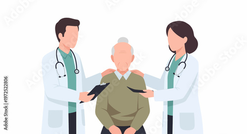 Doctors Supporting Elderly Patient Healthcare Medical Assistance.