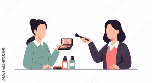 Makeup Artist Applying Cosmetics to Client.