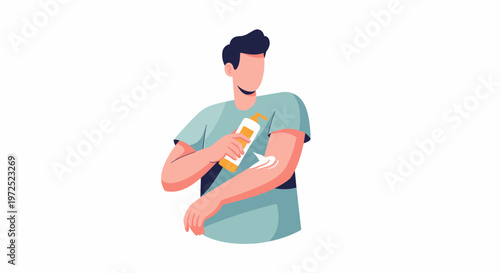 Man Applying Sunscreen to Arm.