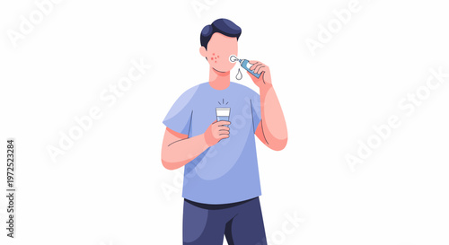 Man Brushing Teeth Morning Routine Oral Hygiene.
