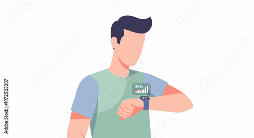 Man Checking Smartwatch Time on Wrist 1.