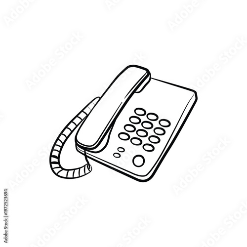 Landline Telephone Desktop Phone Line Art Illustration