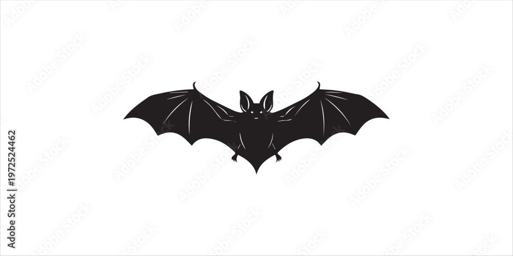 Fototapeta premium Bat silhouette vector with spread wings