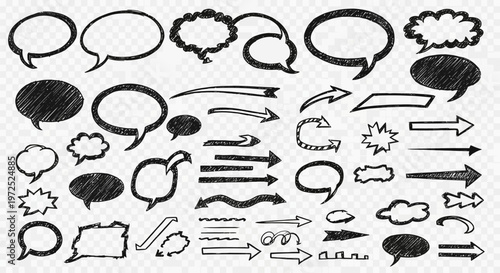 Collection of various speech bubbles and arrows.
