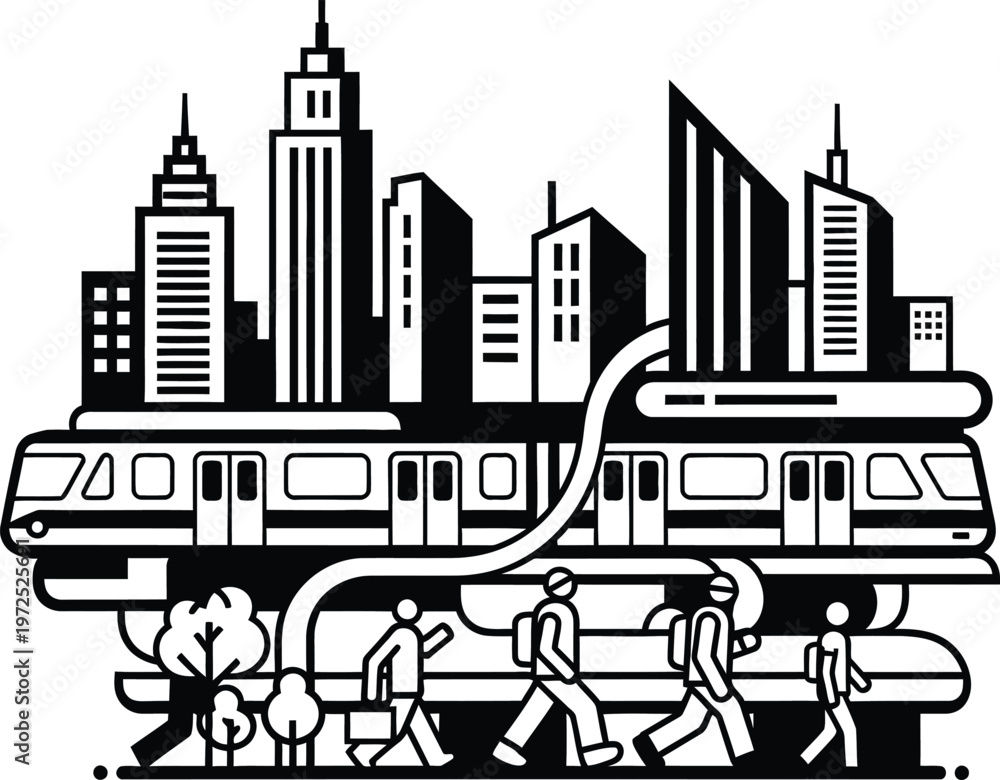 Naklejka premium city life, public transport, urban