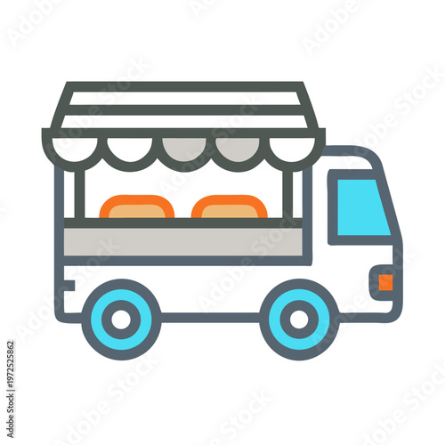 vector illustration of a food cart truck