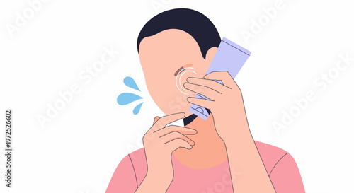 Man Shaving Face with Electric Razor and Foam.